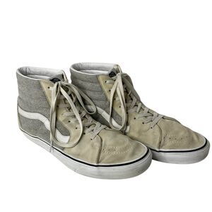 Vans Sk8 High Top Suede Skater Shoes Size 11.5 Beige Grey